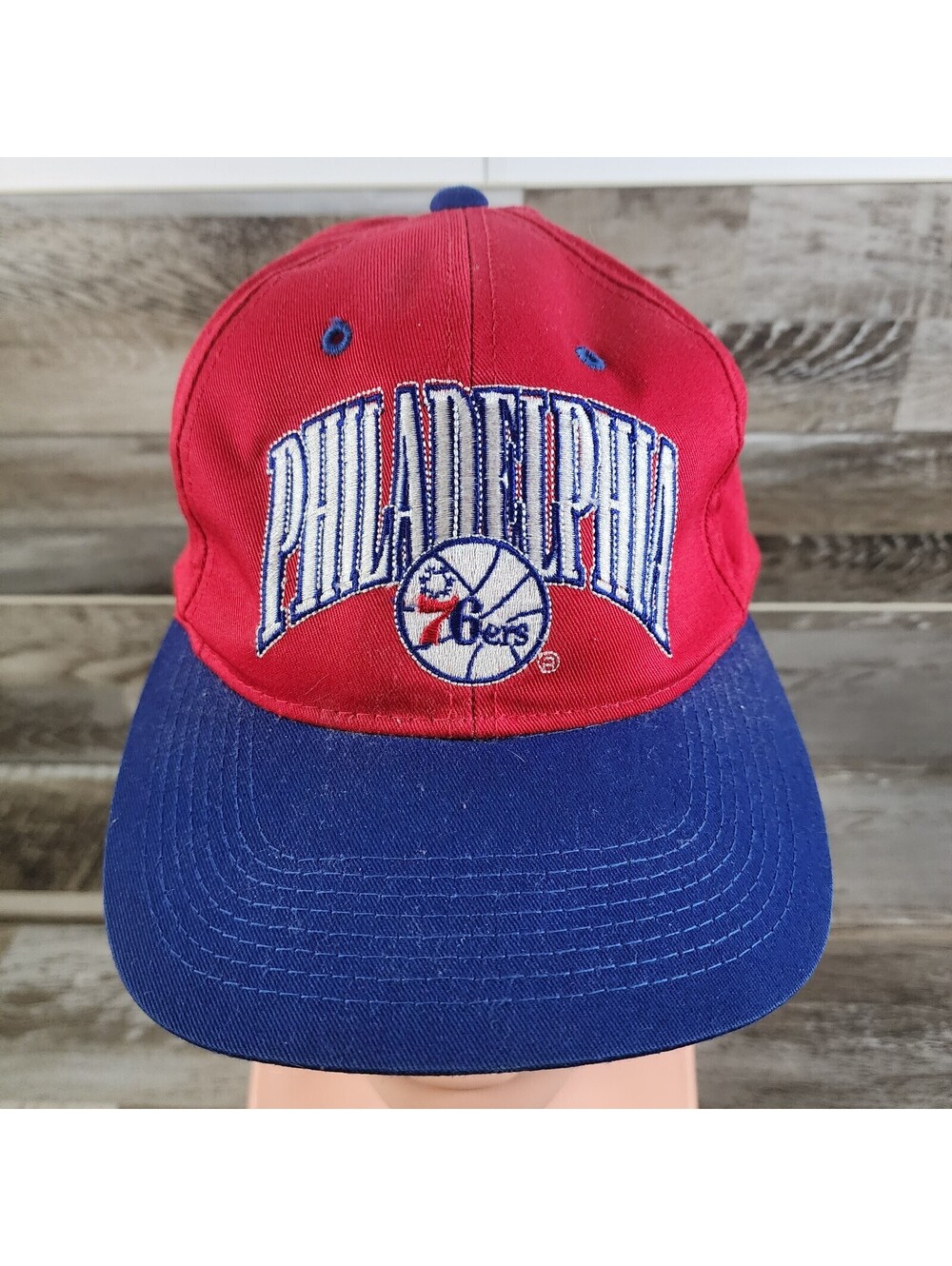 RARE VTG PHILADELPHIA 76ERS SIXERS NBA Snapback Hat Cap "The G Cap" Red & Blue